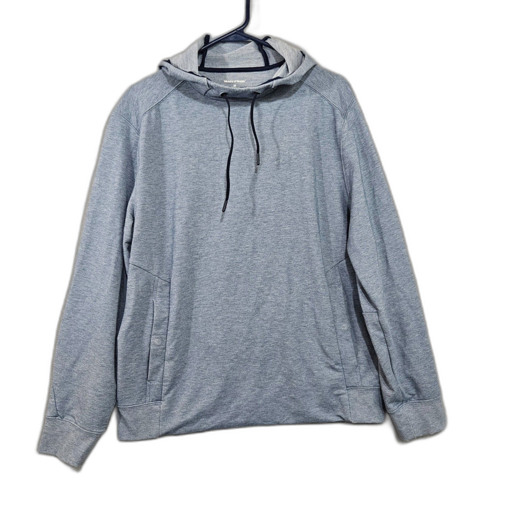 Ministry of Supply Hoodie Poly Wool Blend Blue Fusion Terry Men's M Pockets